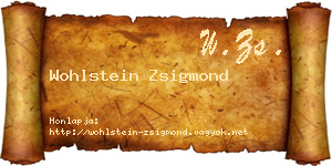 Wohlstein Zsigmond névjegykártya